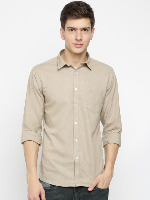 

Crocodile Men Beige Slim Fit Solid Casual Shirt