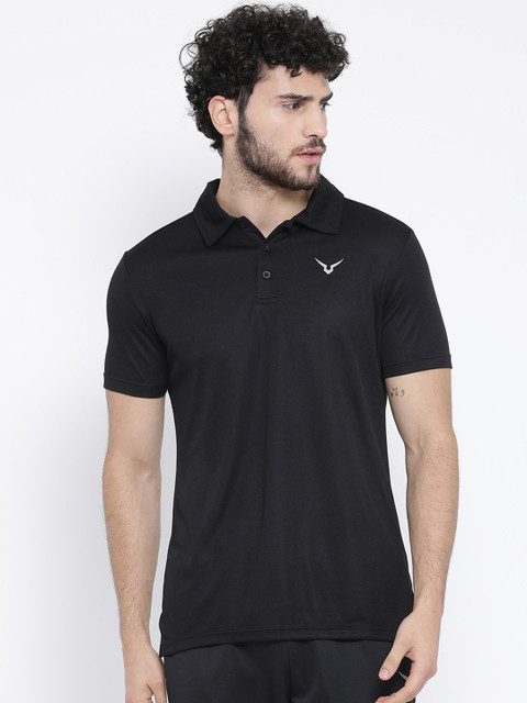 

Invincible Men Black Solid Polo Collar T-shirt