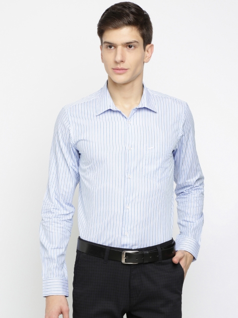 

Crocodile Men Blue Slim Fit Striped Formal Shirt