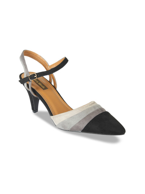 

Flat n Heels Women Black Colourblocked Suede Heels