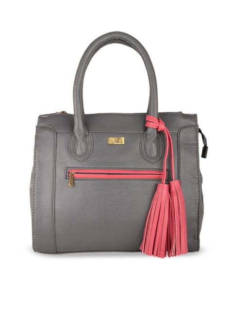 yelloe Grey Solid Handheld Bag