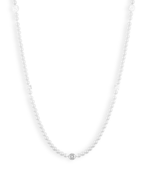 

bebe Silver-Plated & White Bead Studded Necklace