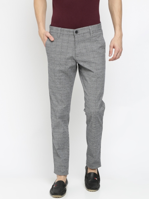 

Crocodile Men Grey Self Design Slim Fit Regular Trousers