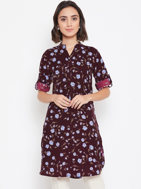 

Ruhaans Burgundy & Blue Printed Tunic