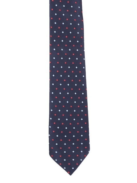 

Peter England Men Navy Blue Woven Design Broad Tie