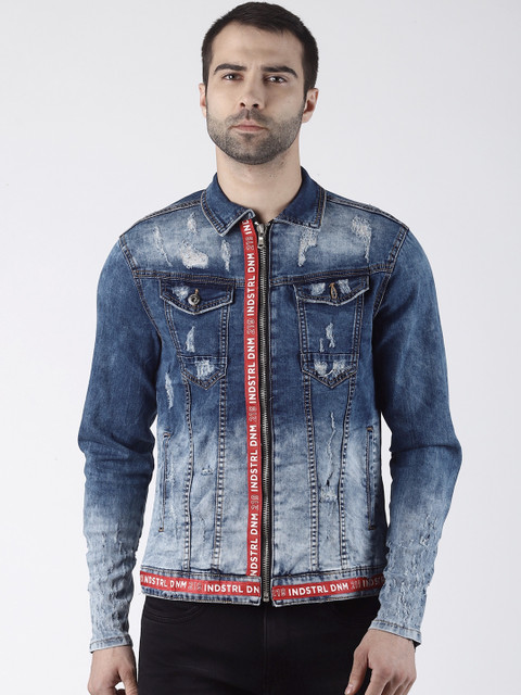 

Rex Straut Jeans Men Blue Solid Denim Jacket Jacket