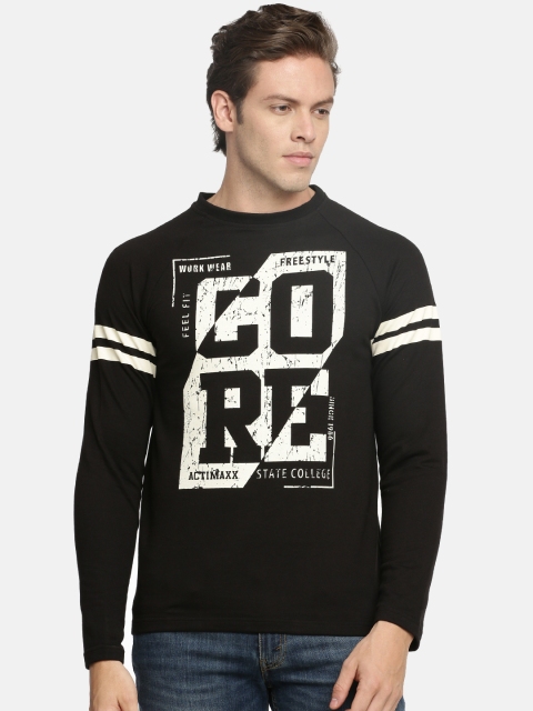 

ACTIMAXX Men Black & White Printed Round Neck T-shirt