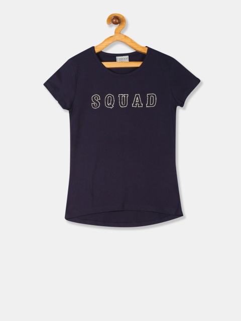 

Cherokee Girls Navy Blue Printed Round Neck T-shirt