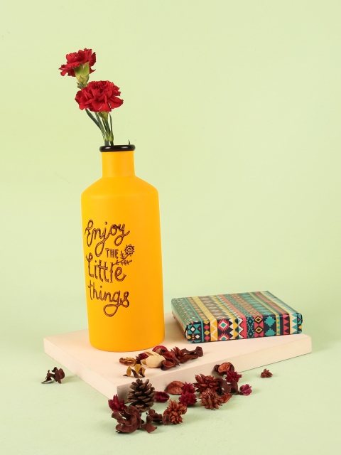

Chumbak Yellow Ceramic Enjoy The Little Things Vase