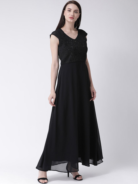 

Latin Quarters Women Black Embellished Maxi Dress