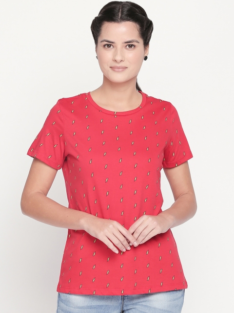 

Honey by Pantaloons Women Red Printed Round Neck T-shirt