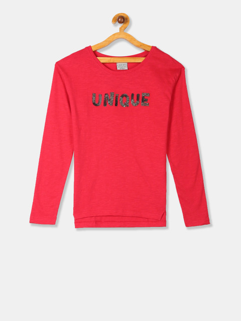 

Cherokee Girls Red Embellished Round Neck T-shirt