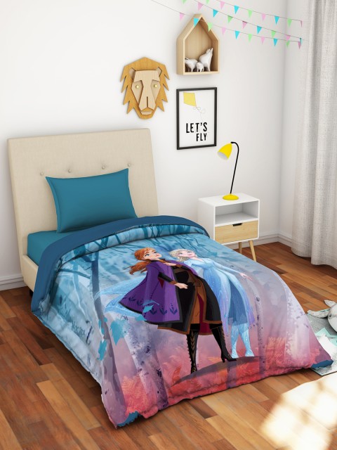 

SPACES Blue & Red Frozen 2 Cartoon Characters AC Room 150 GSM 180 TC Single Bed Quilt
