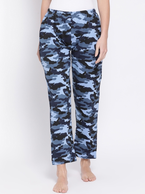 

Clovia Women Blue & Black Camouflage Printed Woolen Lounge Pants