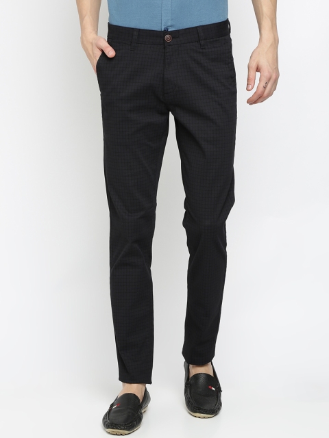 

Crocodile Men Black Self Design Slim Fit Regular Trousers