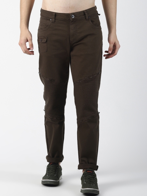 

SHELTR Men Olive Brown Regular Fit Mid-Rise Clean Look Jeans
