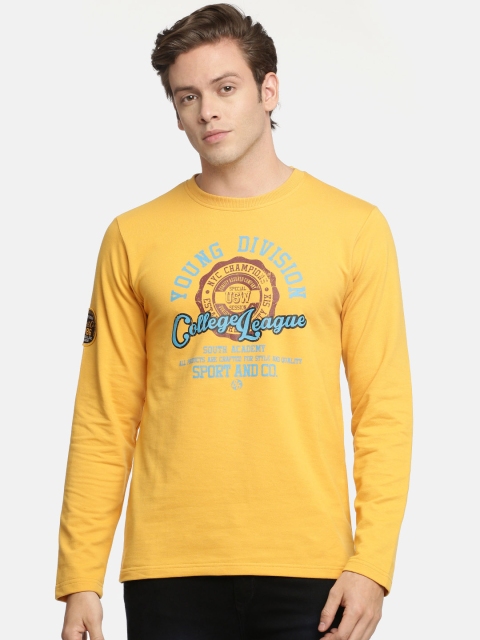 

ACTIMAXX Men Mustard Yellow Printed Round Neck T-shirt
