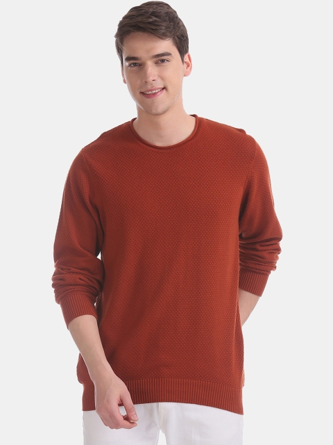 

Arrow Sport Men Rust Orange Solid Pullover Sweater