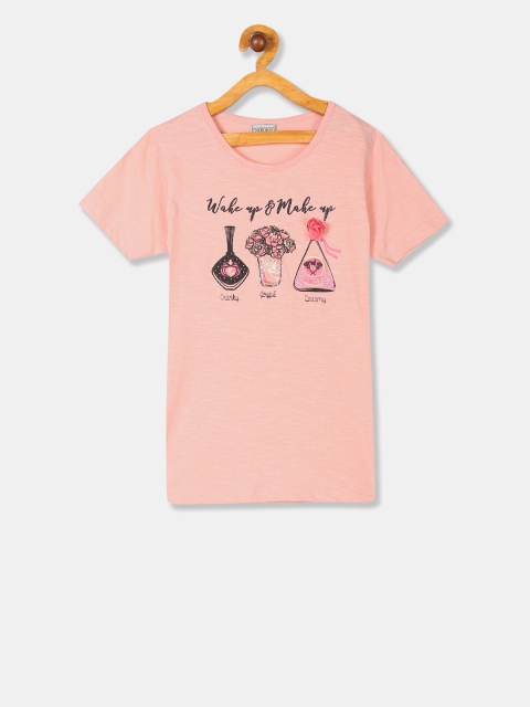 

Cherokee Girls Orange Printed Round Neck T-shirt