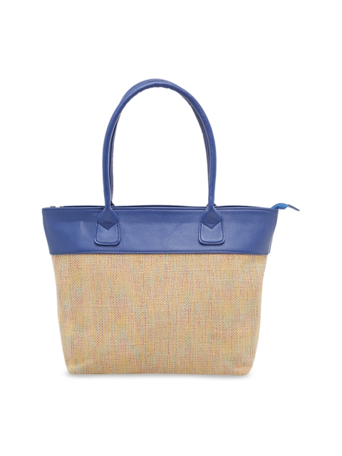 

Tarusa Blue & Beige Colourblocked Handheld Bag