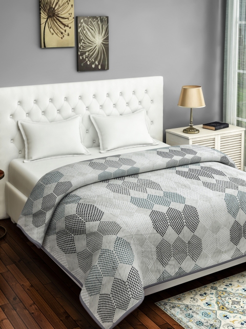 

SWAYAM Grey Floral Mild Winter 120 GSM Double Bed Dohar