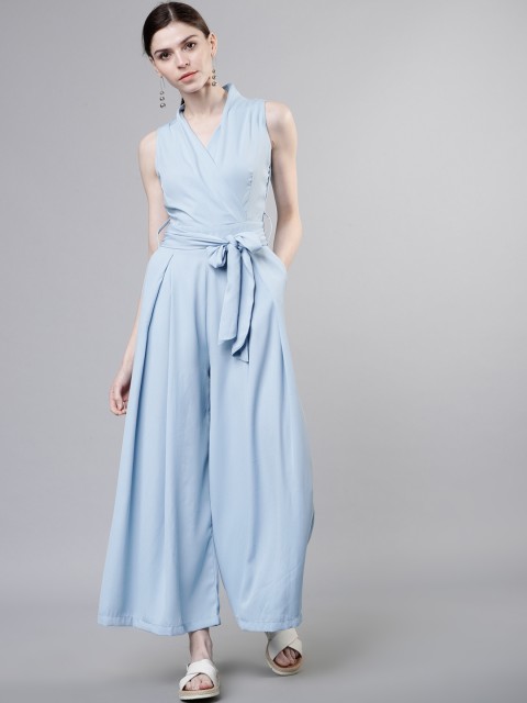 

Tokyo Talkies Women Blue Solid Basic Jumpsuit