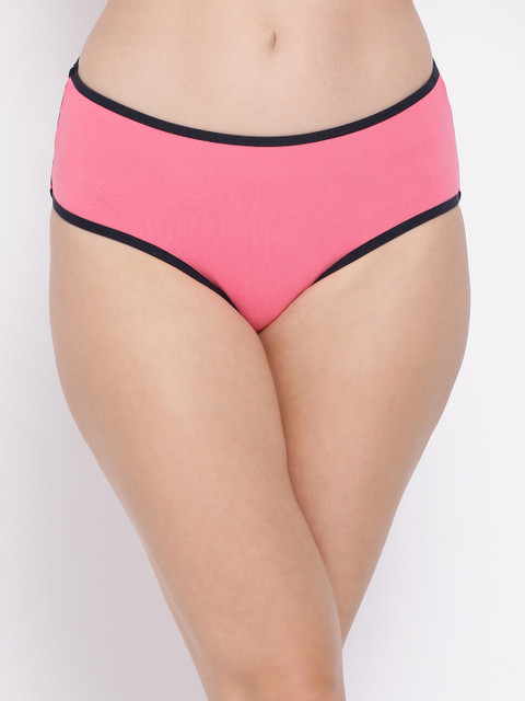 

Clovia Women Pink & Black Printed Mid-Rise Hipster Brief PN3363P14S