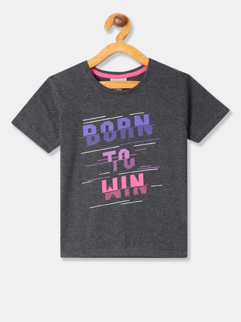 

Cherokee Girls Charcoal Grey Printed Round Neck T-shirt