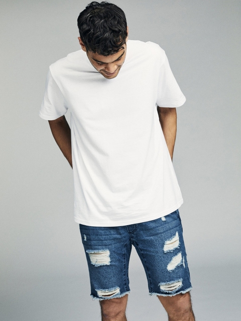 

COTTON ON Men Blue Washed Slim Fit Denim Shorts