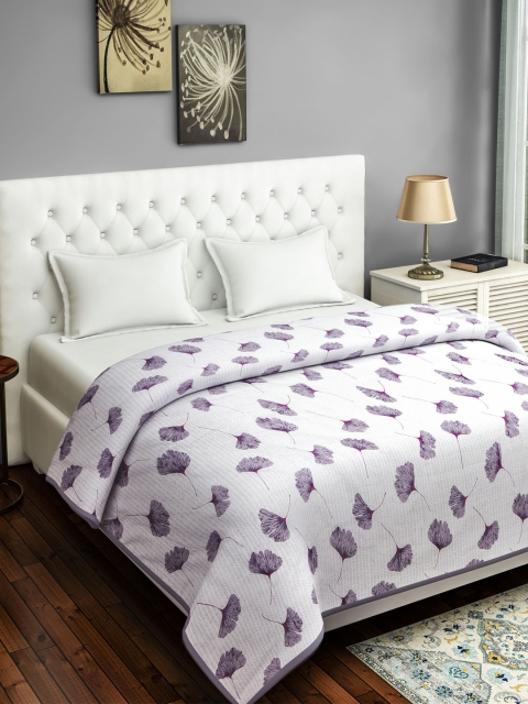 

SWAYAM Off-White & Purple Floral Mild Winter 120 GSM Double Bed Dohar
