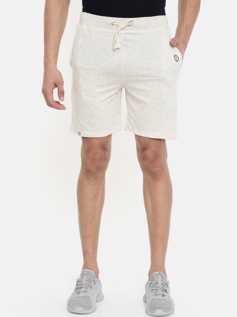 

Joven Men Off-White Solid Regular Fit Sports Shorts