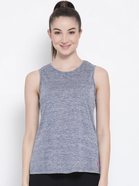 

Clovia Women Blue Slim Fit Solid Active-Wear Round Neck T-shirt