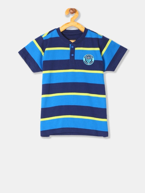 

Cherokee Boys Blue Striped Henley Neck T-shirt