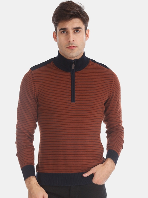 

Arrow Sport Men Brown Striped Pullover Sweater