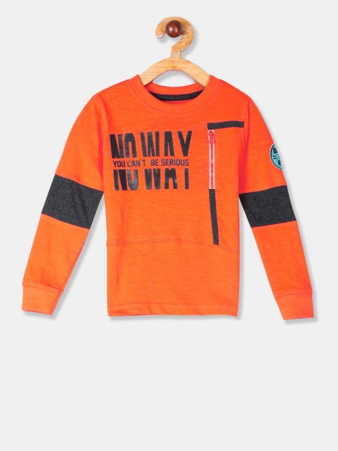 

Cherokee Boys Orange Printed & Black Round Neck T-shirt