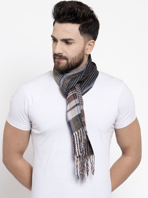 

Calvadoss Men Black & Brown Checked Muffler