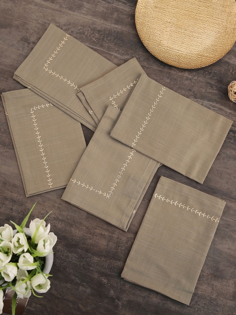 

Pure Home and Living Set of 6 Beige Solid Table Napkins