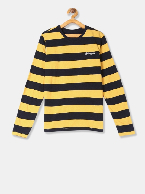 

Cherokee Boys Yellow Striped Round Neck T-shirt