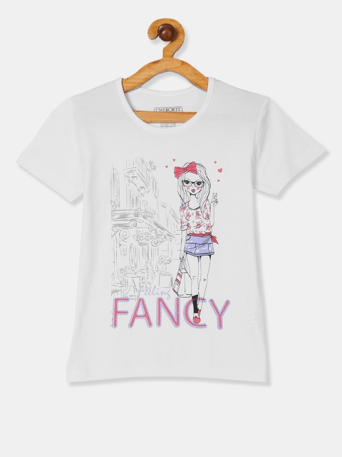 

Cherokee Girls White Printed Round Neck T-shirt