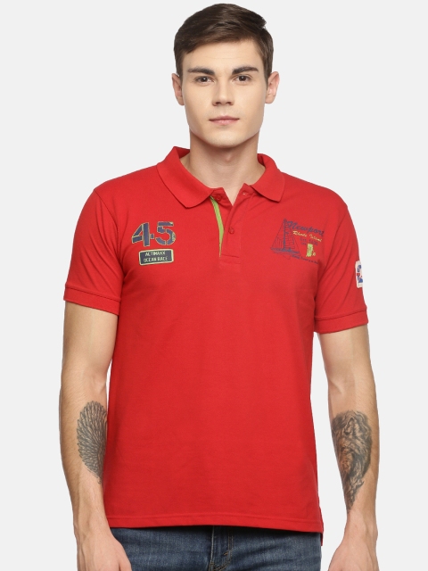 

ACTIMAXX Men Red Printed Slim Fit Polo Collar T-shirt