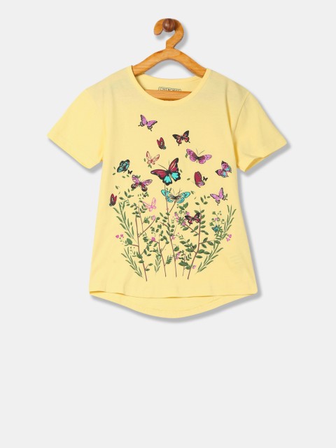 

Cherokee Girls Yellow Printed Round Neck T-shirt