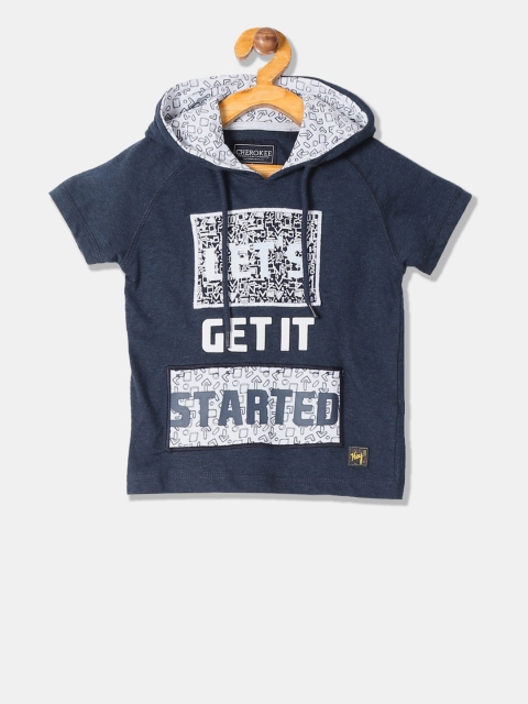 

Cherokee Boys Navy Blue Printed Hood T-shirt