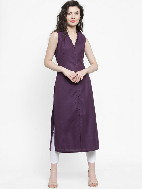 

Kiaasa Women Purple Solid Straight Kurta