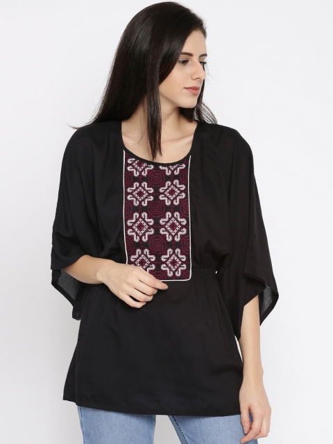 

The Kaftan Company Women Black Printed Kaftan Top