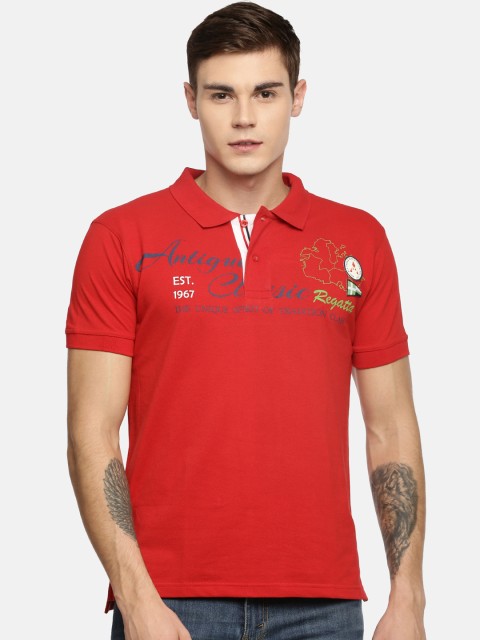 

ACTIMAXX Men Red Printed Slim Fit Polo Collar T-shirt
