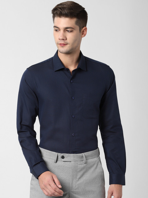 

Peter England Men Navy Blue Slim Fit Self Design Formal Shirt