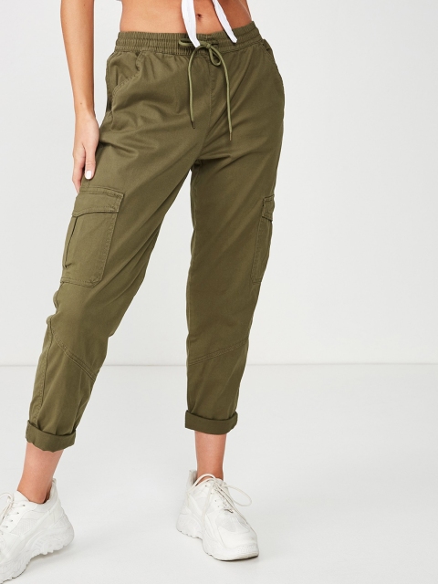 

COTTON ON Women Olive Green Regular Fit Solid Cargos