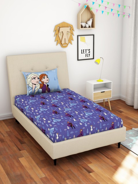 

CORE Designed by SPACES Blue Frozen 144 TC Cotton 1 Single Bedsheet with 1 Pillow Covers