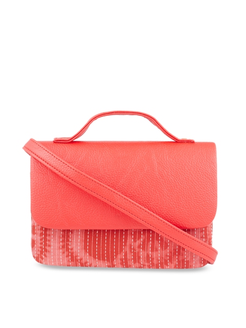 

Tarusa Coral Pink Self Design Sling Bag
