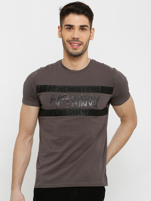 

Rex Straut Jeans Men Mauve & Grey Printed Round Neck T-shirt
